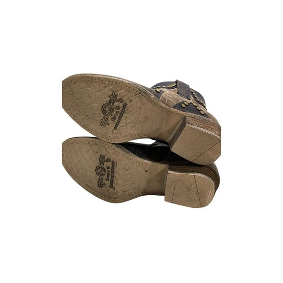 Corral Circle G Star Inlay Stud Ankle Boots Size 5.5 Distressed Leather Western - Picture 7 of 8